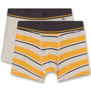 Sanetta Kinderjongens onderbroek shorts webbond dubbelpak biologisch katoen, Beeswax, 92 cm