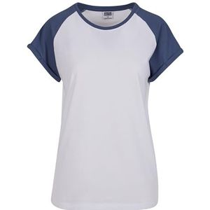 Urban Classics Ladies T-shirt Contrast Raglan Tee, casual Raglan T-shirt voor vrouwen, regular fit, verkrijgbaar in vele kleuren, maten XS-5XL, wit/vintage blauw, XXL