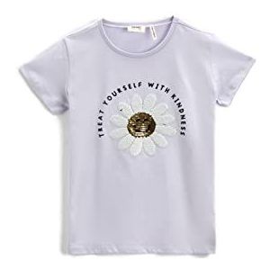 Koton Daisy T-shirt met korte mouwen en ronde hals voor meisjes, Paars (370), 11-12 Jaar