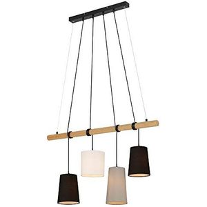 BRILONER Lampen - hanglamp, hanglamp 4 lampen, 4x E14, max. 25 Watt, houtstof, kleur: zwart, wit, grijs, 900x1.700mm (LxH)