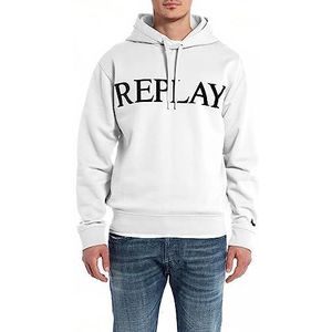 Replay Heren hoodie met capuchon, wit (wit 001), M, Wit 001, M