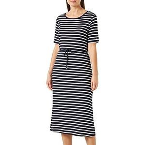 Litao-Case Dames REG Stripe O-NK MIDI DRS SS T-shirt jurken, veelkleurig, M, Meerkleurig, M