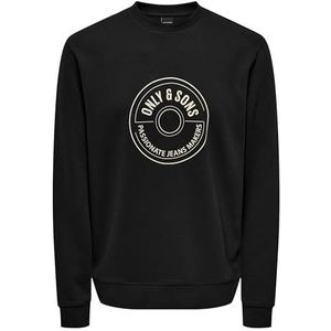 ONLY & SONS Onslamer Reg Interlock Sweatshirt met ronde hals voor heren, zwart, M