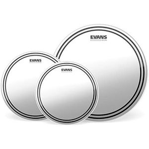 Evans EC2S Clear Rock Pack 25,4 cm, 30,5 cm, 40,6 cm, 35,6 cm HD Dry Snare deeg, transparant