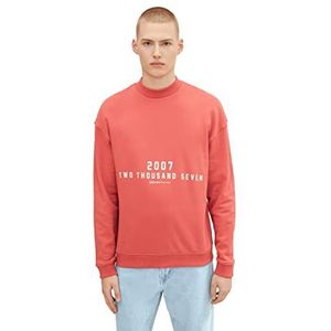 TOM TAILOR Denim Uomini Relaxed sweatshirt met print 1032769, 10418 - Smoky Red, M