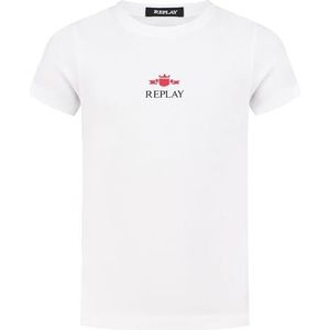 Replay T-shirt voor jongens, regular fit, katoen, 001, wit, 4 Jaar