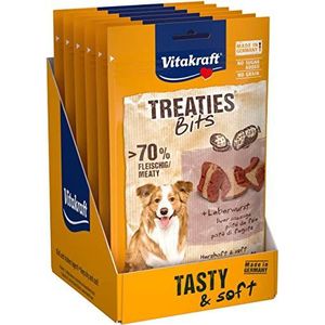VITAKRAFT - Treaties Bits – hondensnoepjes – leverpaté – hondenvoer – rijk aan vlees en slachtafval – versheidszak – 120 g verpakking van 6 stuks