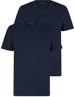 TOM TAILOR - Basic T-shirt - Donkerblauw - Dubbelverpakking - V-hals