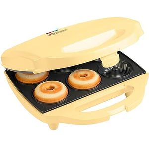 Bestron AGHM200 Cake Maker in tulbandvorm, wafelijzer voor 6 mini cakes in tulbandvorm, Sweet Dreams, antiaanbaklaag, 900 Watt, geel