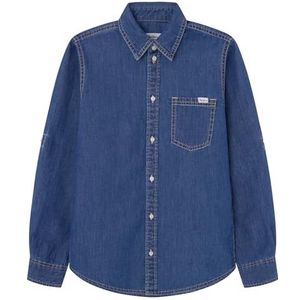 Pepe Jeans Portez Jr Denim Shirt voor jongens, blauw (Denim-HR8), 14 jaar, Blauw (Denim-hr8), 14 jaar
