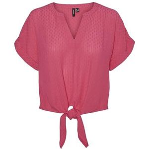 VERO MODA - Vmgabbi Ss Tie WVN - Top - Raspberry Sorbet