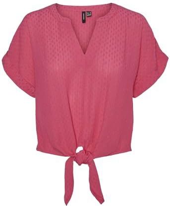 VERO MODA - Vmgabbi Ss Tie WVN - Top - Raspberry Sorbet
