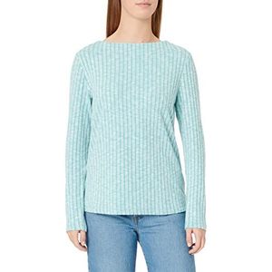 TOM TAILOR Dames Basic shirt met lange mouwen met geribbelde structuur 1034157, 30561 - Teal Blue Melange, XXS