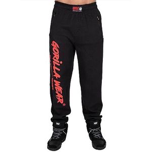 Gorilla Wear - Augustine Old School Pants - zwart/rood - bodybuilding en fitness kleding heren joggen hardlopen comfortabel met logo-opdruk