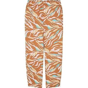 TOM TAILOR Dames plussize losse fit stoffen broek, 31758 - Bruin Abstract Blad Design, 52W x 28L