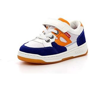 Kickers Kikouak Sneakers voor kinderen, uniseks, Blanc Marine Oranje, 32 EU