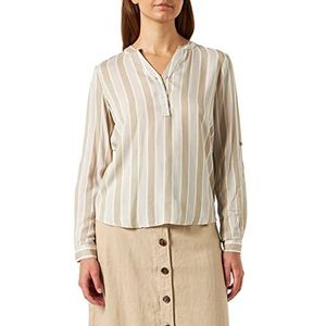 KAFFE Damesblouse, lange mouwen, regular fit, kahana, blouse, Chalk/Veather Grey Stripe, 38