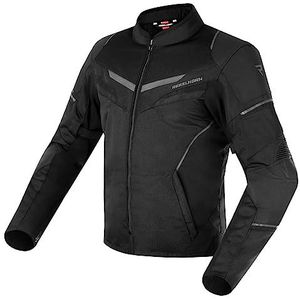 REBELHORN Flux Motorjack voor heren, afneembaar L-XTR-membraan, elleboog- en schouderbeschermers, niveau 2, mesh-ventilatie-inzetstukken, reflecterende elementen, zwart, L