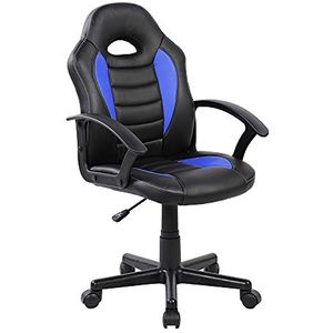 Rocada // Ergonomische gamingstoel, draaibare gamingstoel, ademend, stoel met kantelstoel, in hoogte verstelbaar, zwart en blauw