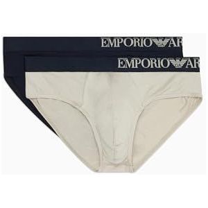 Emporio Armani Heren Eco Soft Touch Bamboe Viscose 2-pack slip, naakt/marine, M, Naakt/Marine, M