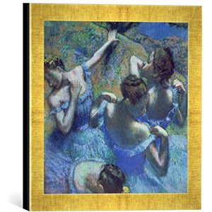 Ingelijste foto van Edgar Degas ""Blue Dancers, c.1899"", kunstdruk in hoogwaardige handgemaakte fotolijst, 30x30 cm, Gold Raya