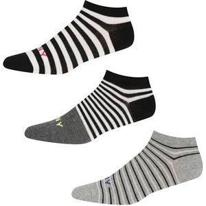 DKNY Onzichtbare sokken voor dames in zwart/wit, gestreept, ideaal voor loafers en sneakers, lage snit, maat 4-7, verpakking van 3 stuks, kolen/zwart/grijze strepen, 37-40