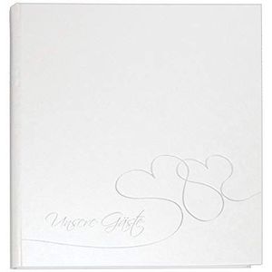 goldbuch 48004 Gastenboek met bladwijzer Cuore, 23 x 25 cm, bruiloftsgastenboek met 176 witte blanco pagina's schrijfpapier, gecoat papier met zilveren reliëf, parelmoer