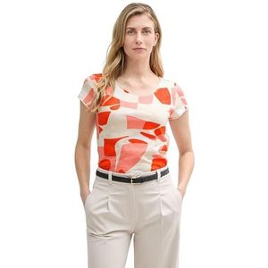 TOM TAILOR T-shirt voor dames met ronde hals, 37799 - Red Dots And Shapes Design, XL