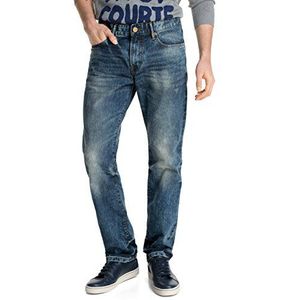 ESPRIT Jeans voor heren met rechte pijpen, met lichte destroyed-effecten, blauw (eMedium Blue 955)., 38W / 34L