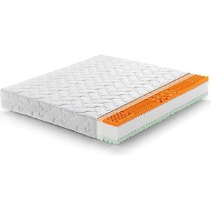 Marcapiuma matras tweepersoonsbed Memory Bio Soia 165x195 hoogte 22cm - RAINBOW PLUS - H3 Rigido Medisch product Silver overtrek afneembaar mijtdicht anti-allergisch 100% Made in Italy