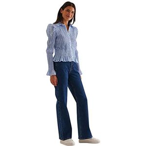 NA-KD Jeans met rechte pijpen en hoge taille voor dames, Donkerblauw, 36