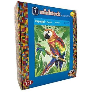 Ministeck 37737 - Mozaïek afbeelding papegaai, ca. 26 x 33 cm groot knijperbord met ca. 1.300 kleurrijke steentjes, knijpplezier voor kinderen vanaf 4 jaar.