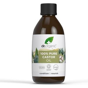Dr Organic Castorolie, 100% Puur & Natuurlijk, Voed & Conditioneer, Multi-Action, Lichaam & Haar, Draagolie, Aromatherapie, Veganistisch, Dierproefvrij, Zonder Parabenen & SLS, Biologisch, 250ml