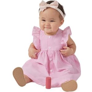 Petit Bateau Jurk met korte mouwen en bloeiende babymeisjes, schuim/bloemblad, 18 Maanden