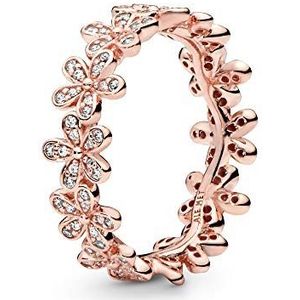 Pandora Garden Daisy 14-karaats rosévergulde ring met heldere zirkoniasteentjes, 58