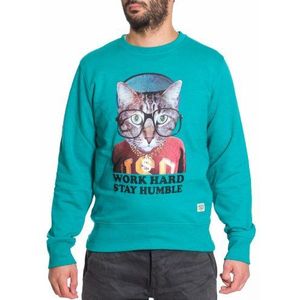 JACK & JONES Heren sweatshirt Regular Fit 12072076 Hugh ORG, Turquoise (blauw gras), 52