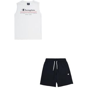 Champion Legacy Graphic Shop B - Authentic Athleticwear Crewneck Tank & Shorts compleet, wit/zwart, 7-8 jaar kinderen en jongeren SS24, Wit/Zwart, 7-8 Jaar