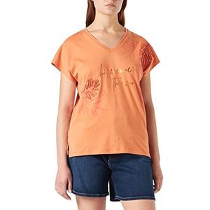 TOM TAILOR Dames T-shirt met print 1031216, 29519 - Cantaloupe Orange, M