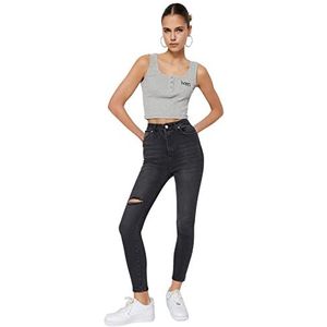 Trendyol Dames hoge taille skinny fit skinny jeans, zwart,34, Zwart, 32