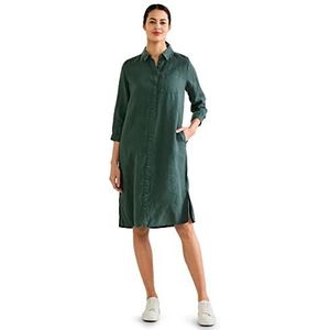 Street One dames linnen jurk, Deep Leafy Green, 34