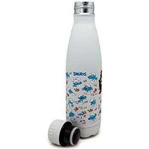 Nerthus Fih 756 drinkfles THE SMURFS dubbelwandig, motief smurfen 500 ml, wit, BPA-vrij, 18/8