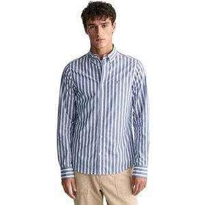 REG Wide POPLIN Stripe Shirt, College Blue., 3XL