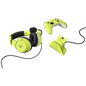 Razer Essential Duo-bundel voor Xbox - Bedrade Headset en Quick Charger voor Xbox-controllers (Kaira X voor Xbox, Oplaadstandaard, 50 mm drivers, Hyperclear Cardioïde microfoon, Quick Charge) Lime