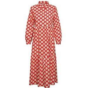 Seidensticker Blousejurk voor dames, regular fit, maxi-jurk, hemdblousekraag, lange mouwen, 100% katoen, rood, 40