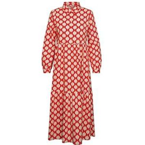 Seidensticker Blousejurk voor dames, regular fit, maxi-jurk, hemdblousekraag, lange mouwen, 100% katoen, rood, 42