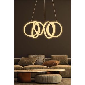 Verstelbare kroonluchter, wit aluminium lichaam, 55 x 55 x 20 cm, led 4000 K, geel licht, 60-80 watt, modern design voor thuis- en kantoorruimtes