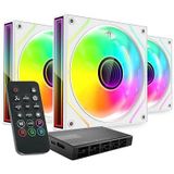 MARS GAMING MF-3DPROKIT - Kit 3x PWM 120mm Ventilatoren - Wit - ARGB Infinity Mirror 3D Verlichting