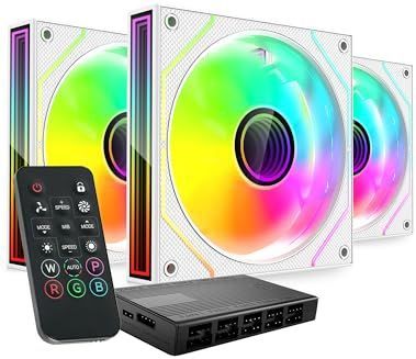 MARS GAMING MF-3DPROKIT - Kit 3x PWM 120mm Ventilatoren - Wit - ARGB Infinity Mirror 3D Verlichting