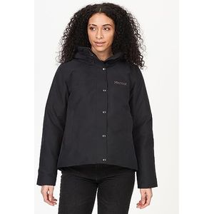 Marmot Dames Wm's Chelsea korte jas, waterdicht, geïsoleerde winterjas met capuchon, warm en winddicht donsparka, lichtgewicht opvouwbare outdoorjas, zwart, L