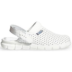Abeba Clog 7351 - Dynamic glad leer wit, geperforeerd